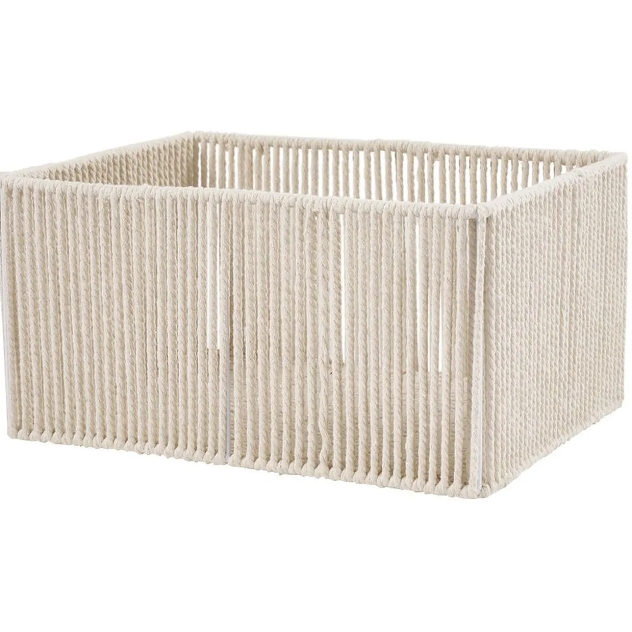 Panière ajouré acier et conton beige - 40x30xH20cm Taille L