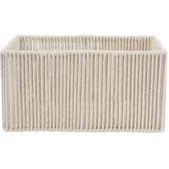 Panière ajouré acier et conton beige - 40x30xH20cm Taille L