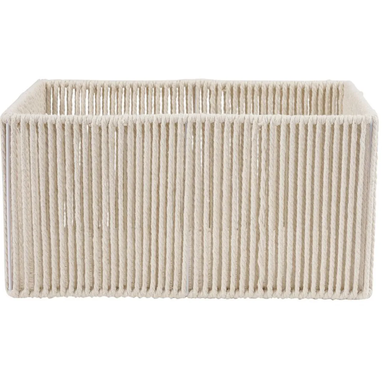 Panière ajouré acier et conton beige - 40x30xH20cm Taille L