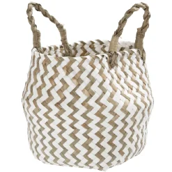 Panière avec anses jacinthe blanc naturel