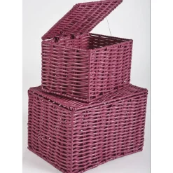 Panière avec couvercle aubergine x2