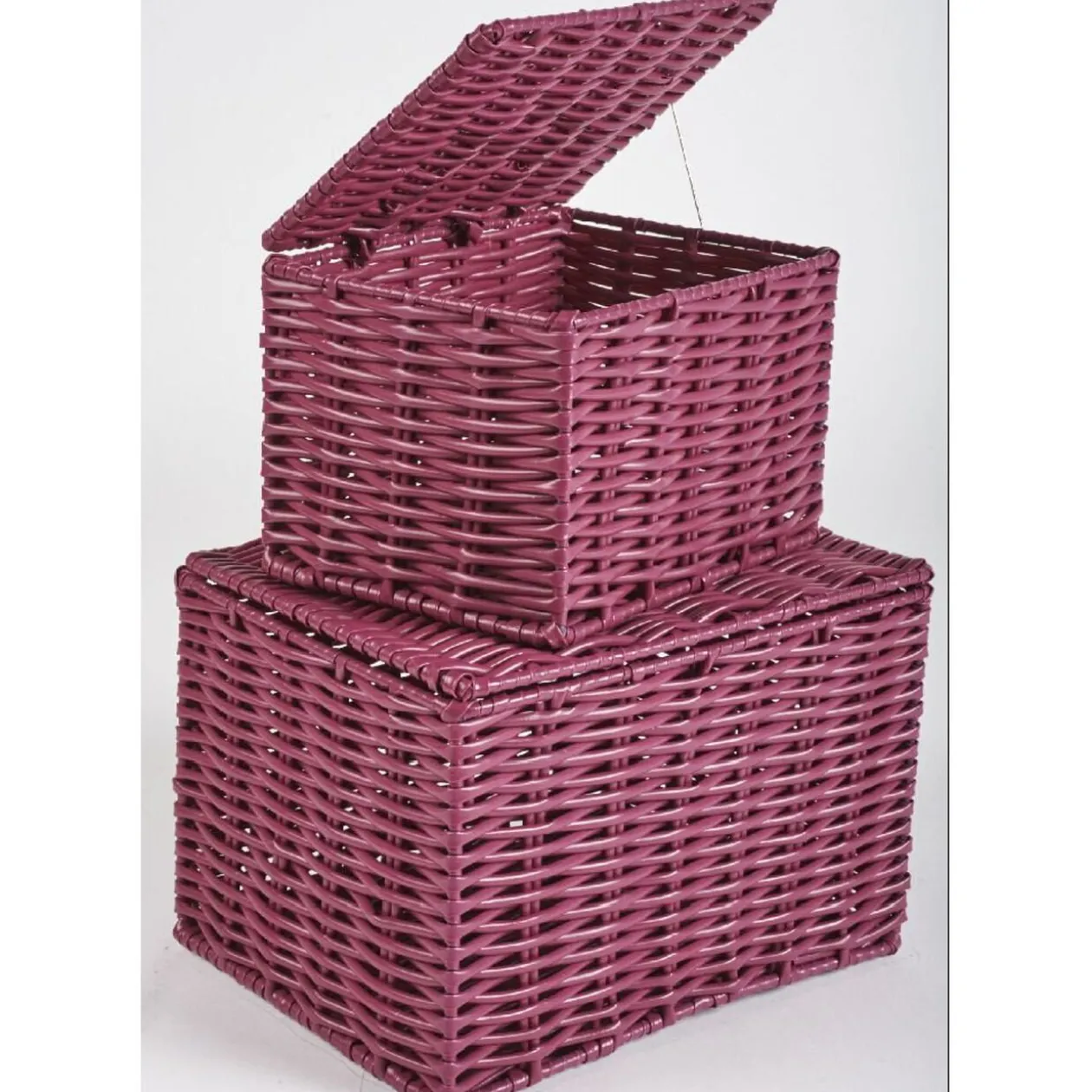 Panière avec couvercle aubergine x2