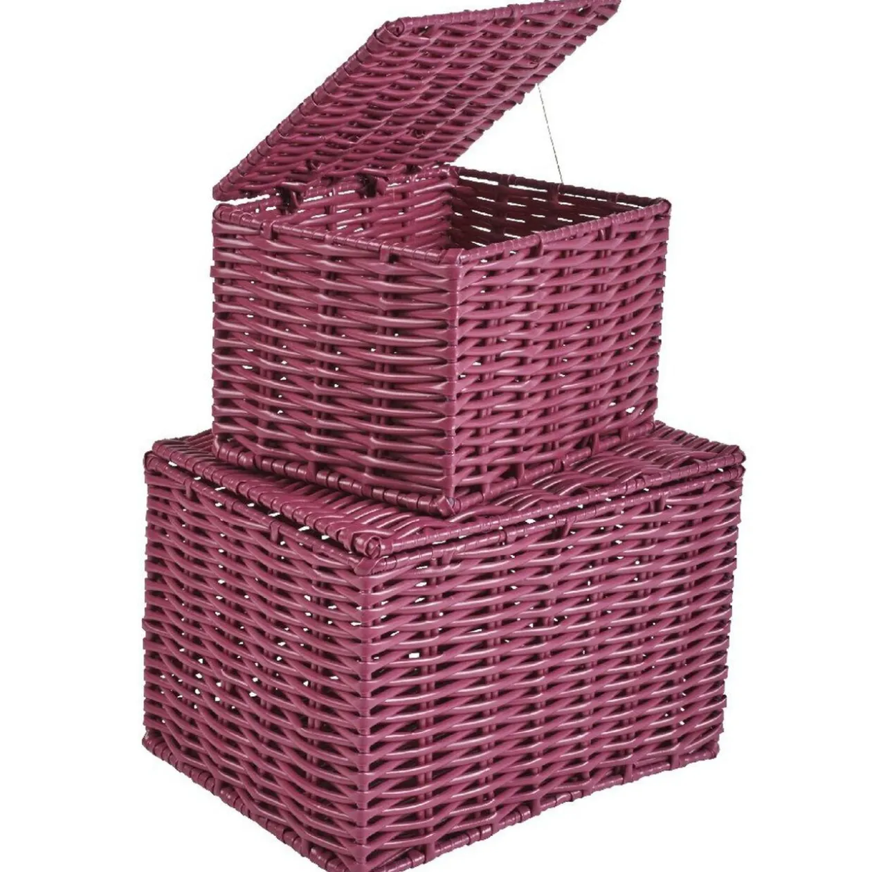 Panière avec couvercle aubergine x2