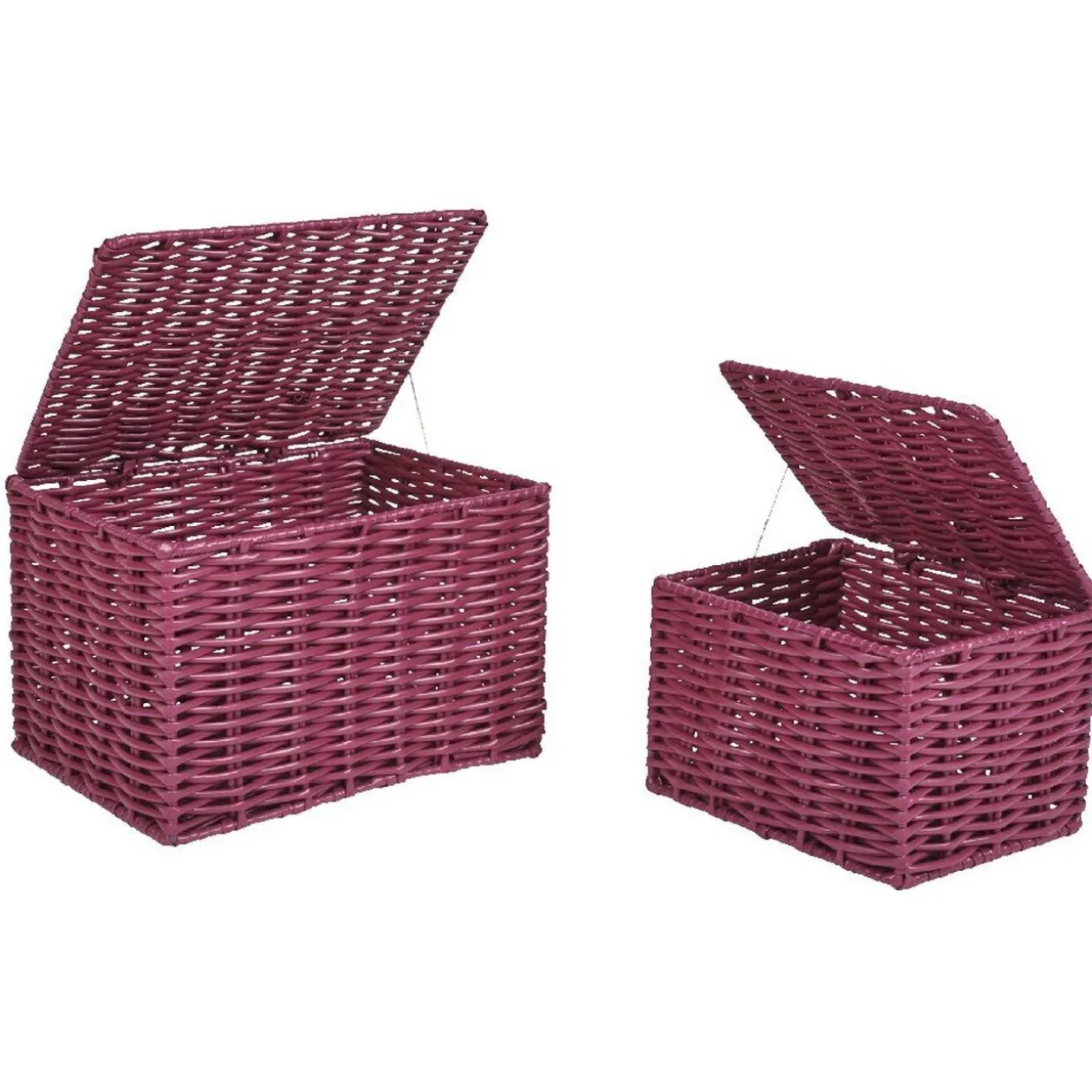 Panière avec couvercle aubergine x2