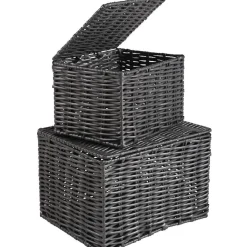 Panière avec couvercle grise x2