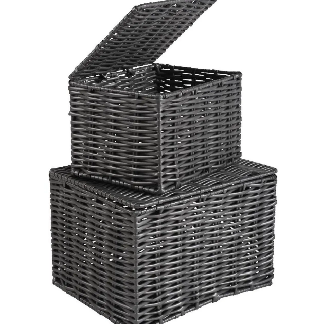 Panière avec couvercle grise x2