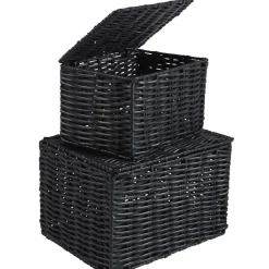 Panière avec couvercle noire x2