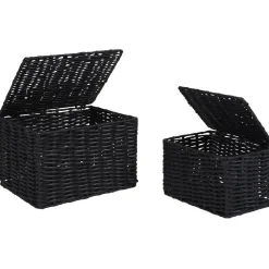 Panière avec couvercle noire x2