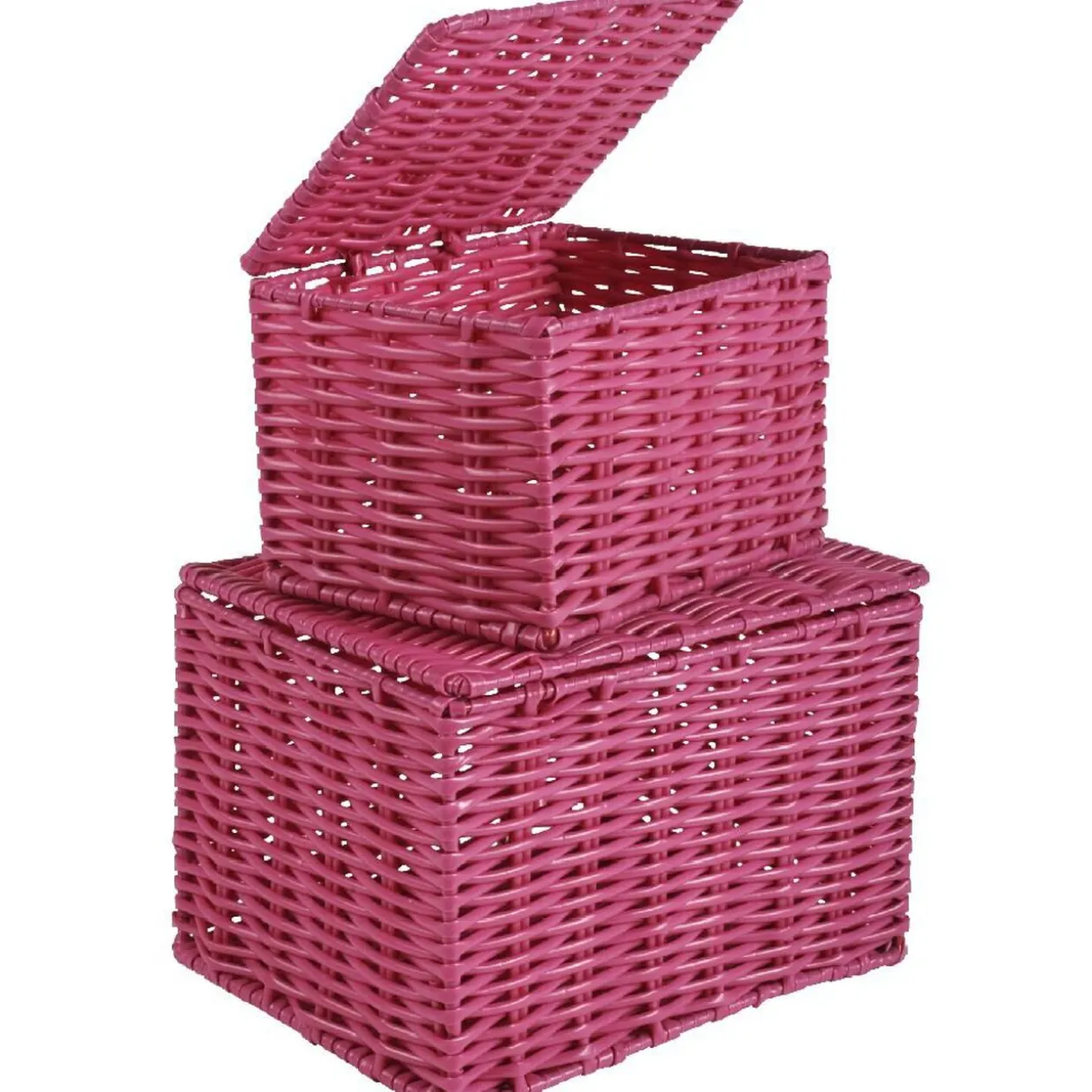 Panière avec couvercle rose x2