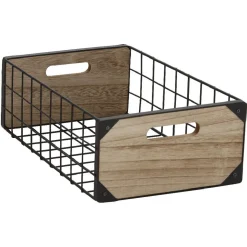 Panière basse bois/métal taille M