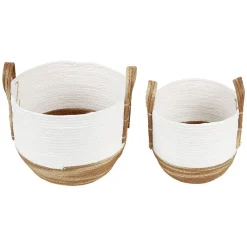 Panière bicolore avec anse petit et grand modèle x2