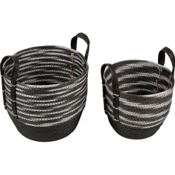 Panière bicolore avec anse petit et grand modèle x2