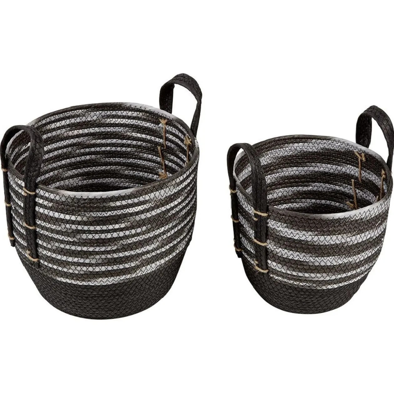 Panière bicolore avec anse petit et grand modèle x2