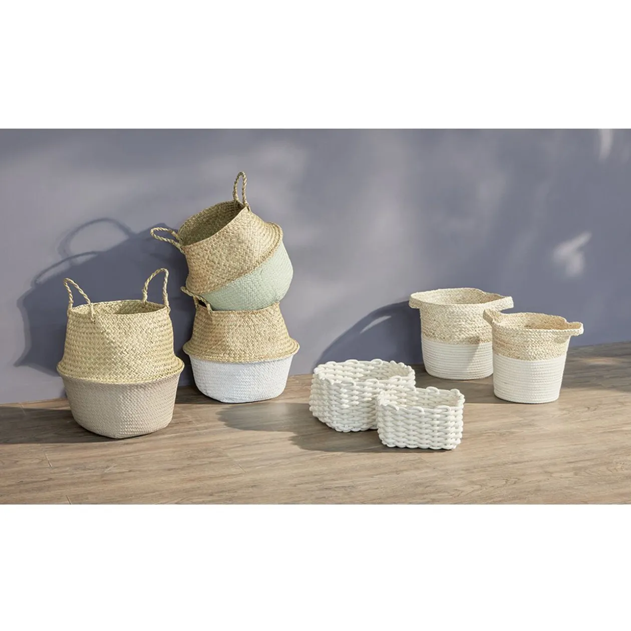 Panière bicolore tissée M