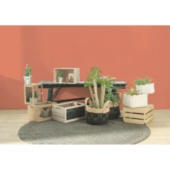 Panière bi-matière noire et naturelle Ø 26 cm