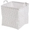 Panière Box Cube coton imprimé 31x31x31cm blanc et beige