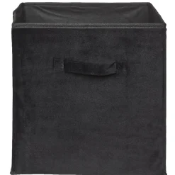 Panière Box Cube effet velours 31x29x31cm noir