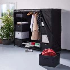 Panière Box Cube effet velours 31x29x31cm noir