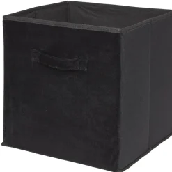 Panière Box Cube effet velours 31x29x31cm noir