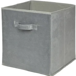 Panière Box Cube effet velours 31x29x31cm gris