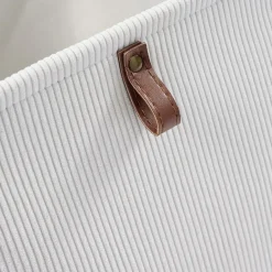 Panière Box Cube effet velours 31x31x31cm blanc