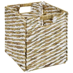 Panière Box Cube jacinthe d'eau naturel et blanc