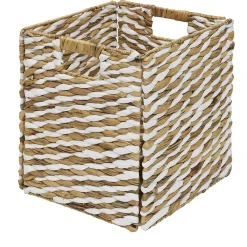 Panière Box Cube jacinthe d'eau naturel et blanc