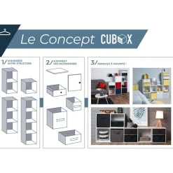 Panière Box Cube rectangulaire bois naturel Box Cube