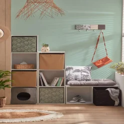 Panière Box Cube symbole traits horizontaux noirs et blanc 31x29x31cm