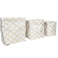 Panière coton couleur crème motifs dorés x3