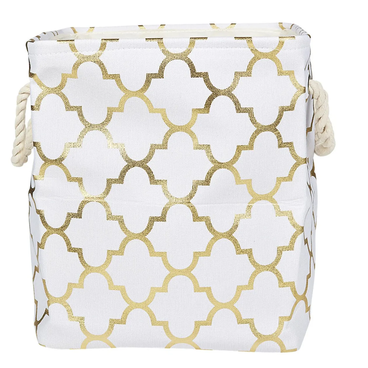 Panière coton couleur crème motifs dorés x3