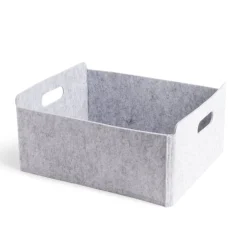 Panière coton effet feutrine 34x28x16cm gris