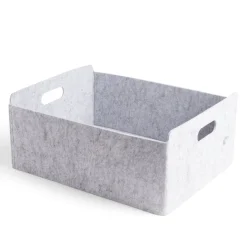Panière coton effet feutrine 39x30,5x17cm gris