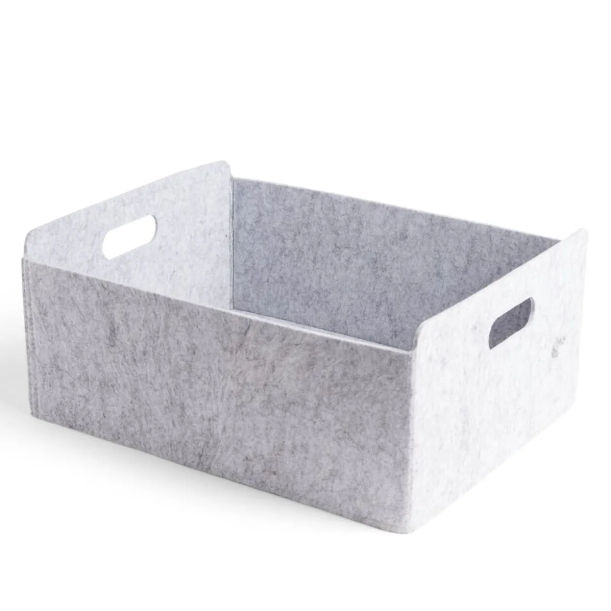 Panière coton effet feutrine 39x30,5x17cm gris