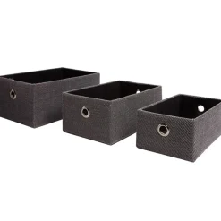 Panière déco empilable grise x3