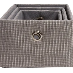 Panière déco empilable grise X3