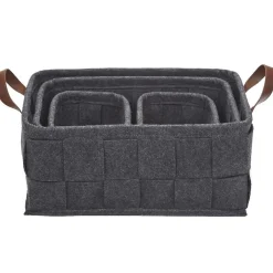 Panière déco feutrine tressée gris anthracite x4