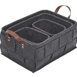 Panière déco feutrine tressée gris anthracite x4
