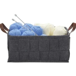 Panière déco feutrine tressée gris anthracite x4