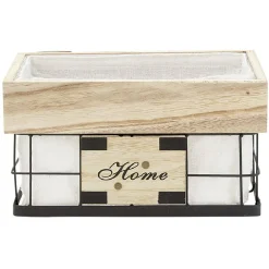 Panière déco naturel blanc et noir avec inscription Home L.30 cm