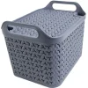 Panière de rangement avec couvercle 24L plastique gris