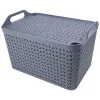 Panière de rangement avec couvercle 42L plastique gris