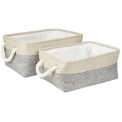 Panière de rangement beige et grise x 2