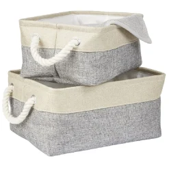 Panière de rangement beige et grise x 2