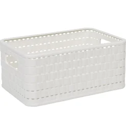 Panière de rangement blanche effet tressé 6 L