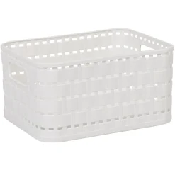Panière de rangement blanche effet tressé 2 L