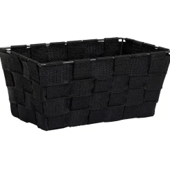 Panière de rangement carrée tissu tressé gris 21,5x21,5xH12cm