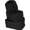 Panière de rangement en papier tressé noir x3