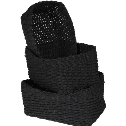 Panière de rangement en papier tressé noir x3