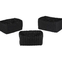 Panière de rangement en papier tressé noir x3